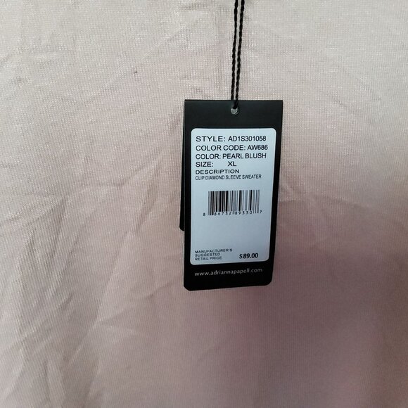 Adrianna Papell Clip Diamond Sleeve Sweater XL Pearl Blush - Picture 5 of 12